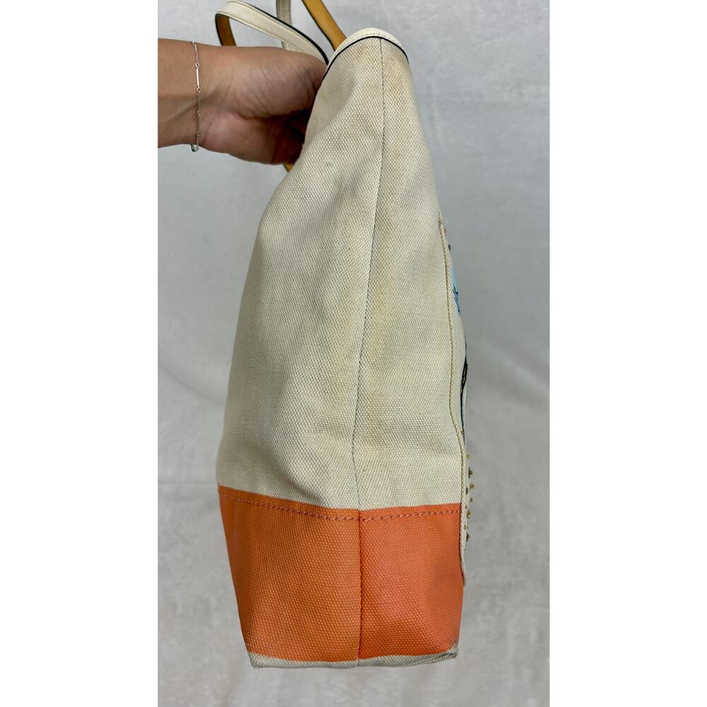 Coach Pierre Le Tan Beach Umbrella Canvas Tote with Luggage Tag - Picture 4 of 17